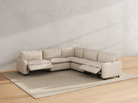 Modular Cero Reclining Sectional Sofa | 5-Piece Beige Linen Grand Estate V-Shaped Sectionals 5-Seater