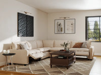 Modular Cero Reclining Sectional Sofa | 5-Piece Beige Linen Grand Estate V-Shaped Sectionals 5-Seater