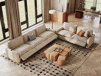Modular Cero Reclining Sectionals | 5-Piece Beige Linen Home Living Corner Sectionals 5-Seater