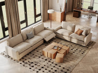 Modular Cero Reclining Sectionals | 5-Piece Beige Linen Home Living Corner Sectionals 5-Seater