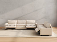 Modular Cero Reclining Sectionals | 5-Piece Beige Linen Home Living Corner Sectionals 5-Seater