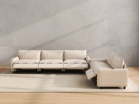 Modular Cero Reclining Sectionals | 5-Piece Beige Linen Home Living Corner Sectionals 5-Seater