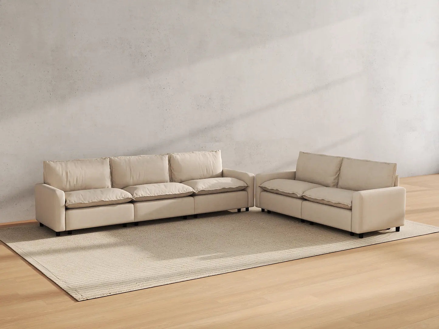 Modular Cero Modular Sectionals | 5-Piece Beige Linen Home Living Corner Sectionals 5-Seater