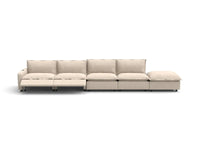 Modular Cero Reclining Sectionals | 5-Piece Beige Linen Home Living Couch Sectionals 4-Seater with 1-Ottoman