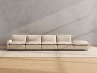 Modular Cero Reclining Sectionals | 5-Piece Beige Linen Home Living Couch Sectionals 4-Seater with 1-Ottoman