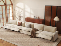 Modular Cero Reclining Sectionals | 5-Piece Beige Linen Home Living Couch Sectionals 5-Seater