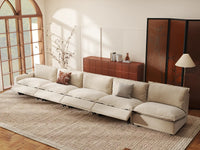 Modular Cero Reclining Sectionals | 5-Piece Beige Linen Home Living Couch Sectionals 5-Seater