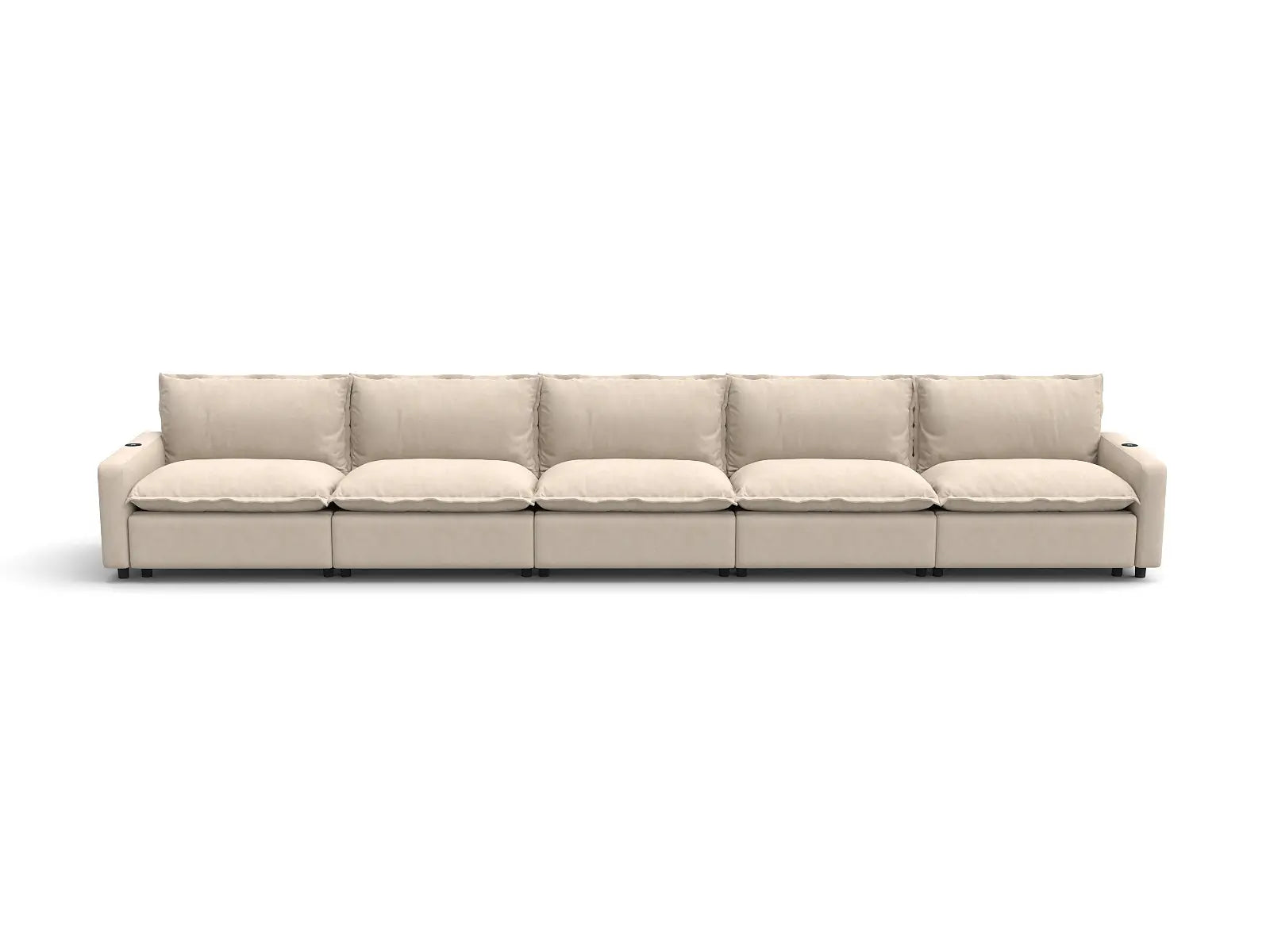 Modular Cero Sectional Couch and Recliner | 5-Piece Beige Linen Home Living Couch Sectionals 5-Seater