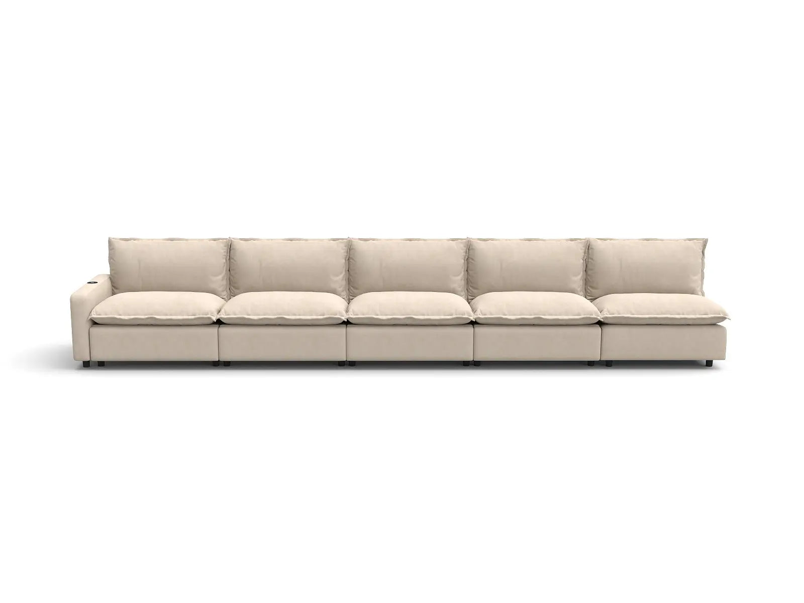 Modular Cero Recliner Sectional Couch | 5-Piece Beige Linen Home Living Couch Sectionals 5-Seater