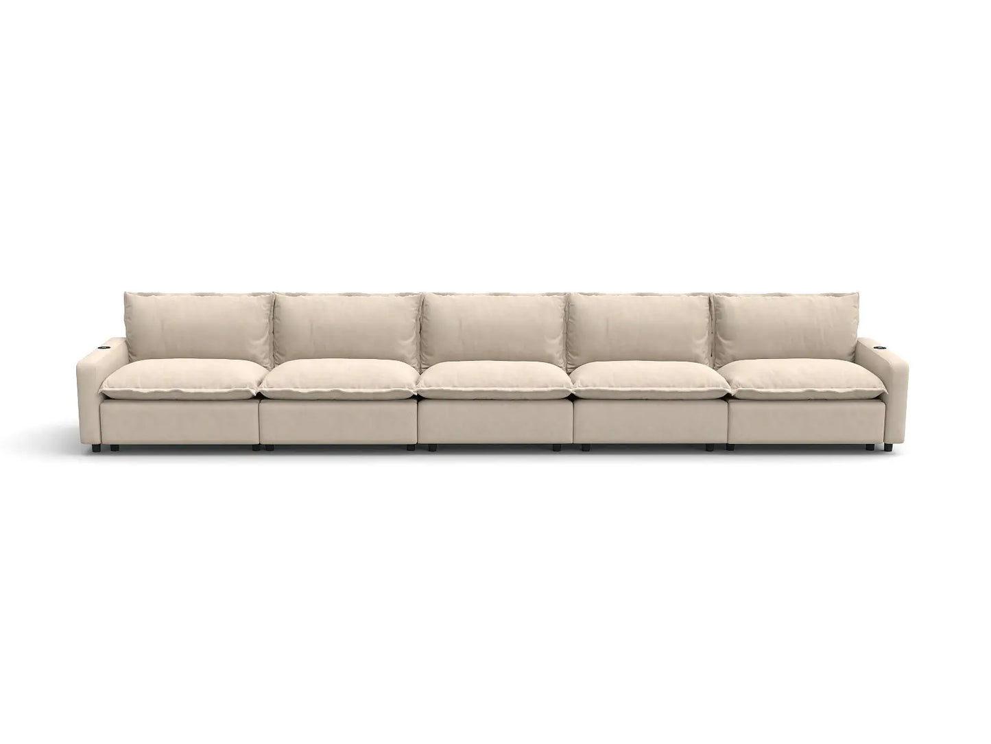 Modular Cero Reclining Sectionals | 5-Piece Beige Linen Home Living Couch Sectionals 5-Seater