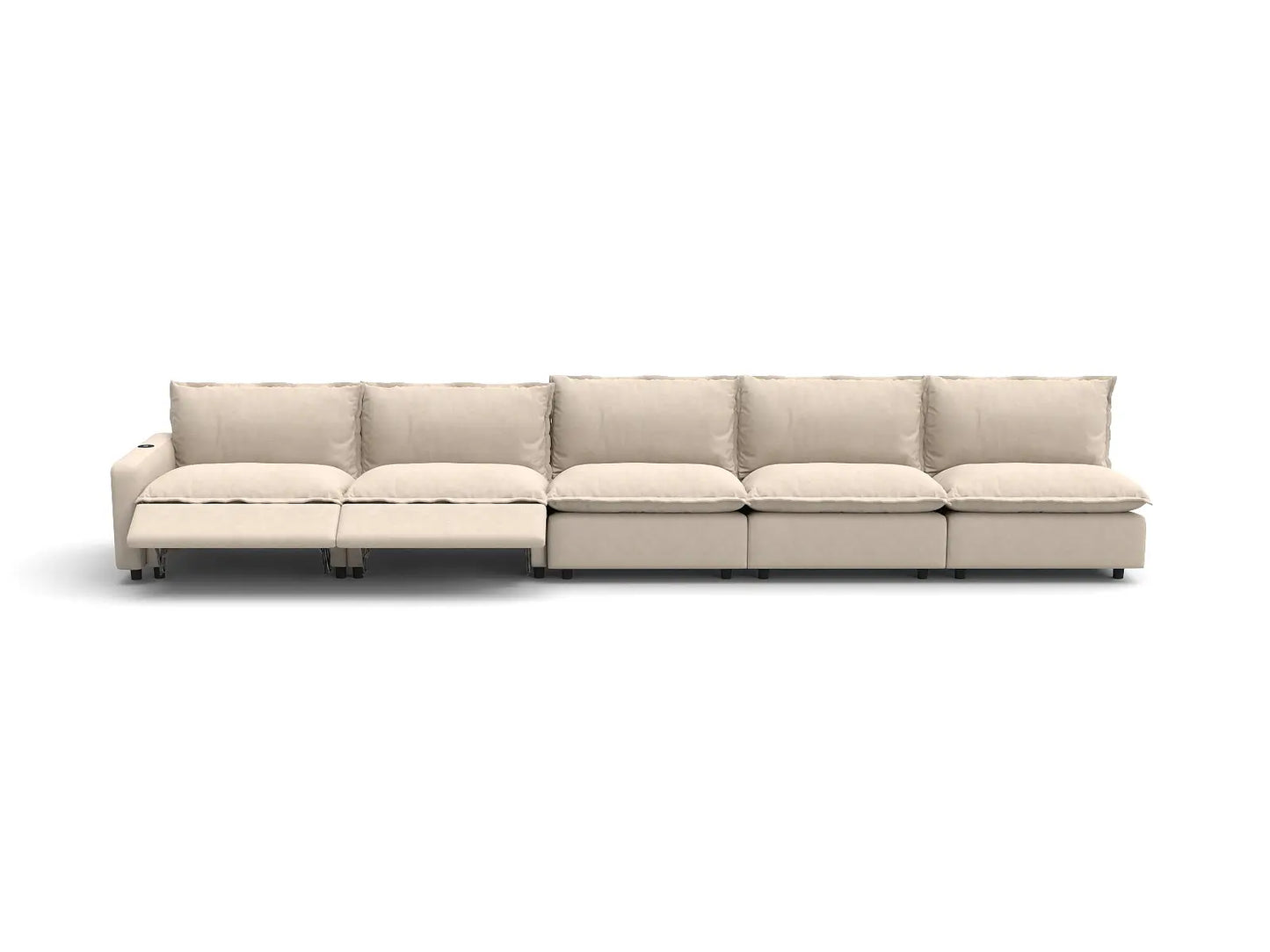 Modular Cero Reclining Sectionals | 5-Piece Beige Linen Home Living Couch Sectionals 5-Seater
