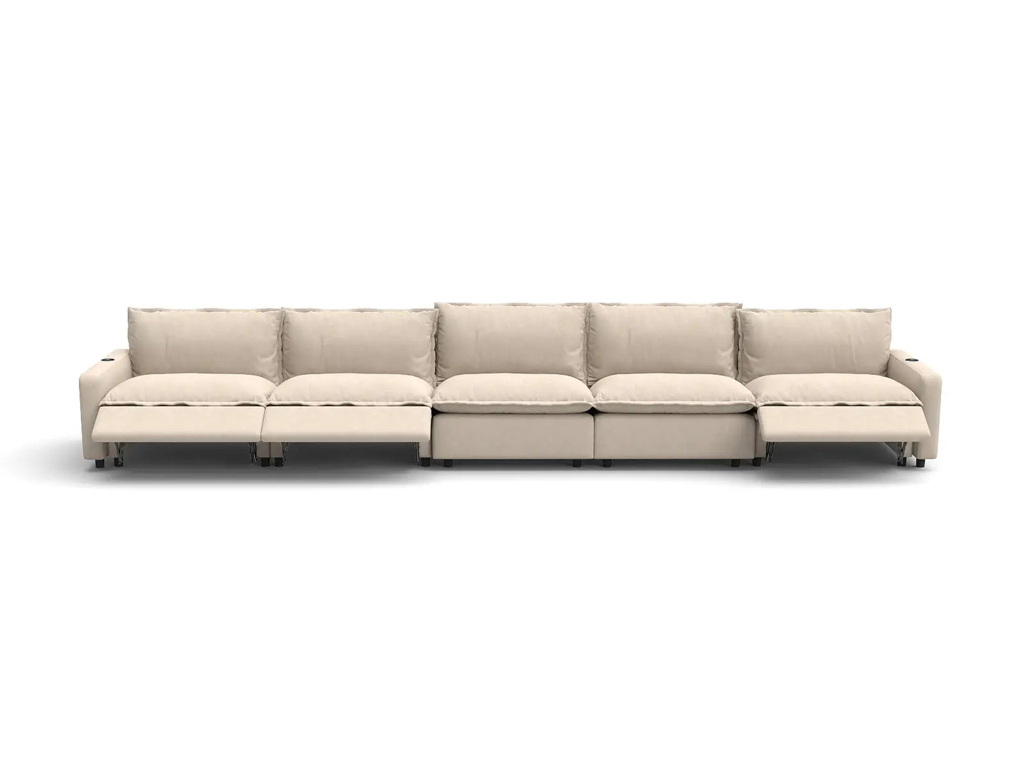 Modular Cero Reclining Sectionals | 5-Piece Beige Linen Home Living Couch Sectionals 5-Seater