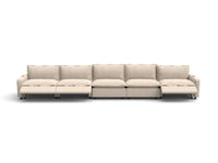 Modular Cero Reclining Sectionals | 5-Piece Beige Linen Home Living Couch Sectionals 5-Seater