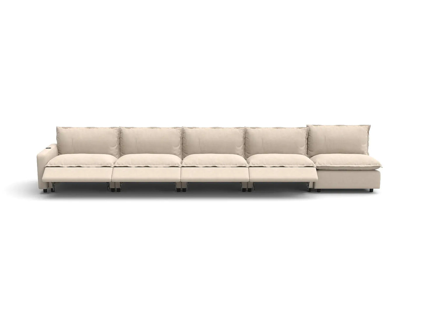 Modular Cero Reclining Sectionals | 5-Piece Beige Linen Home Living Couch Sectionals 5-Seater