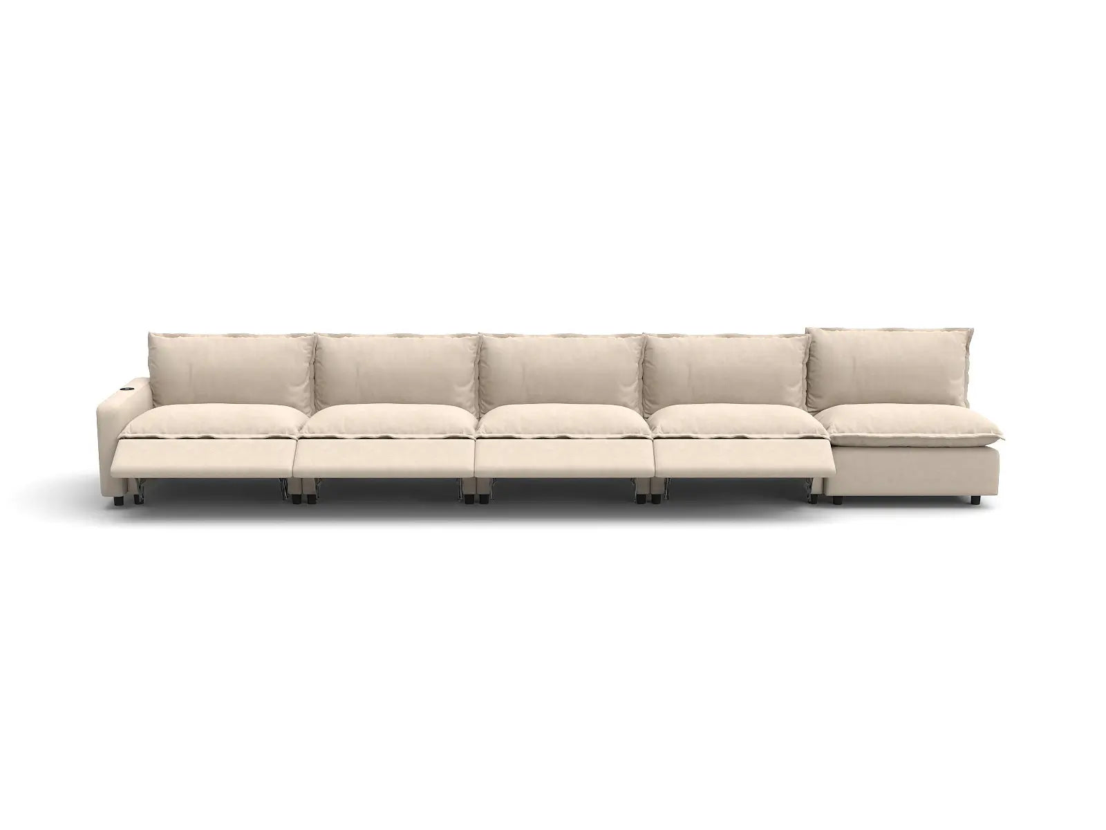 Modular Cero Recliner Sectional Couch | 5-Piece Beige Linen Home Living Couch Sectionals 5-Seater