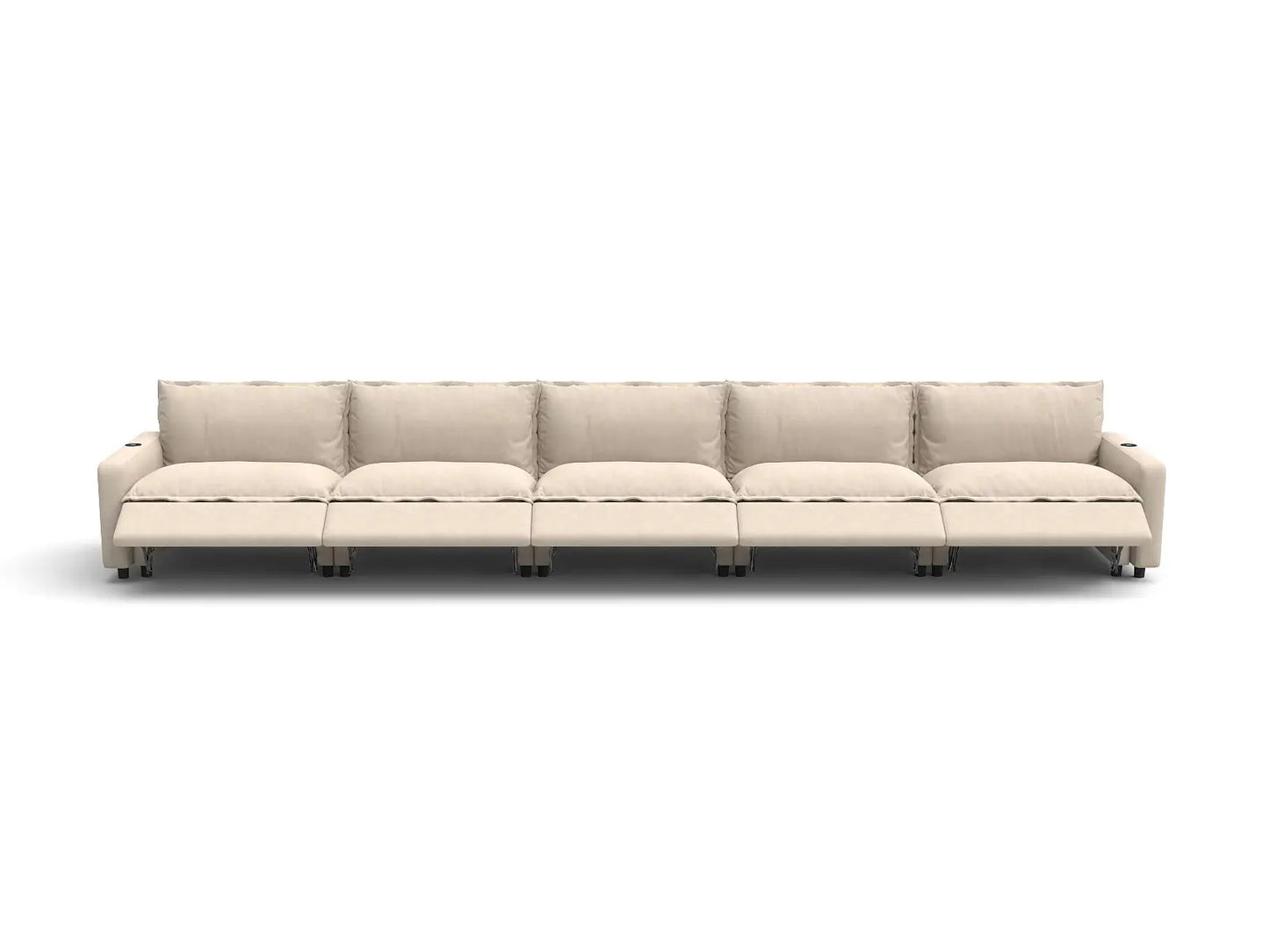 Modular Cero Reclining Sectionals | 5-Piece Beige Linen Home Living Couch Sectionals 5-Seater
