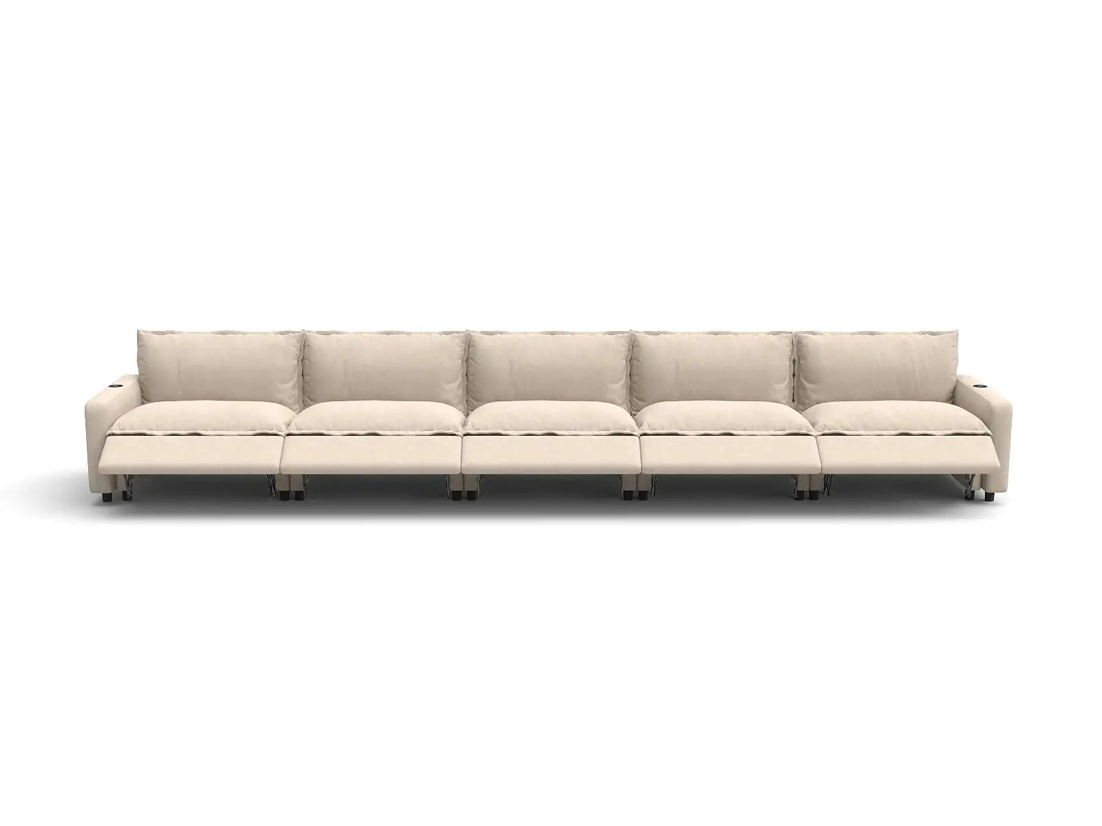 Modular Cero Sectional Couch and Recliner | 5-Piece Beige Linen Home Living Couch Sectionals 5-Seater