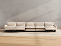 Modular Cero Reclining Sectionals | 5-Piece Beige Linen Home Living Couch Sectionals 5-Seater