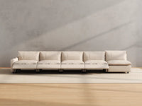 Modular Cero Reclining Sectionals | 5-Piece Beige Linen Home Living Couch Sectionals 5-Seater