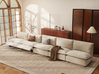 Modular Cero Reclining Sectionals | 5-Piece Beige Linen Home Living Couch Sectionals 5-Seater