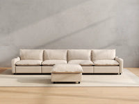 Modular Cero Reclining Sectionals | 5-Piece Beige Linen Home Living L-Shaped Sectionals 4-Seater with 1-Ottoman