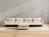 Modular Cero Reclining Sectionals | 5-Piece Beige Linen Home Living L-Shaped Sectionals 4-Seater with 1-Ottoman