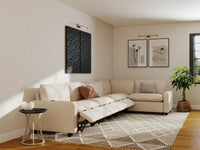 Modular Cero Sectional Recliner Sofa | 5-Piece Beige Linen Home Living L-Shaped Sectionals 5-Seater