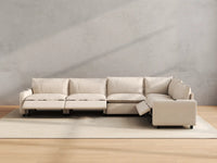 Modular Cero Reclining Sectionals | 5-Piece Beige Linen Home Living L-Shaped Sectionals 5-Seater