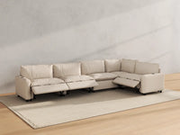Modular Cero Reclining Sectionals | 5-Piece Beige Linen Home Living L-Shaped Sectionals 5-Seater