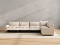 Modular Cero Sectional Recliner Sofa | 5-Piece Beige Linen Home Living L-Shaped Sectionals 5-Seater