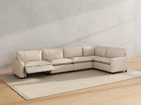 Modular Cero Recliner Sectional Sofa | 5-Piece Beige Linen Home Living L-Shaped Sectionals 5-Seater