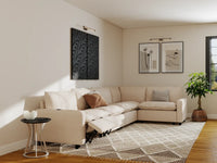 Modular Cero Recliner Sectional Sofa | 5-Piece Beige Linen Home Living L-Shaped Sectionals 5-Seater