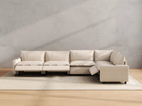 Modular Cero Sectional Recliner Sofa | 5-Piece Beige Linen Home Living L-Shaped Sectionals 5-Seater