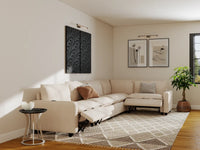 Modular Cero Reclining Sectionals | 5-Piece Beige Linen Home Living L-Shaped Sectionals 5-Seater