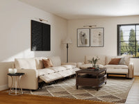 Modular Cero Reclining Sectionals | 5-Piece Beige Linen Large Space Corner Sectionals 5-Seater