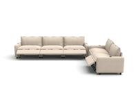 Modular Cero Reclining Sectionals | 5-Piece Beige Linen Large Space Corner Sectionals 5-Seater