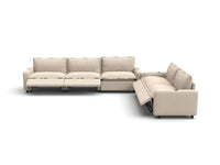 Modular Cero Reclining Sectionals | 5-Piece Beige Linen Large Space Corner Sectionals 5-Seater