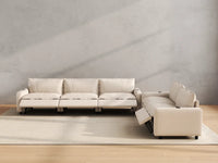 Modular Cero Reclining Sectionals | 5-Piece Beige Linen Large Space Corner Sectionals 5-Seater