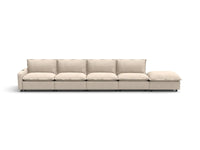 Modular Cero Reclining Sectionals | 5-Piece Beige Linen Large Space Couch Sectionals 4-Seater with 1-Ottoman