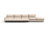 Modular Cero Reclining Sectionals | 5-Piece Beige Linen Large Space Couch Sectionals 4-Seater with 1-Ottoman
