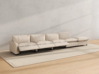 Modular Cero Reclining Sectionals | 5-Piece Beige Linen Large Space Couch Sectionals 4-Seater with 1-Ottoman