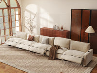 Modular Cero Reclining Sectionals | 5-Piece Beige Linen Large Space Couch Sectionals 5-Seater