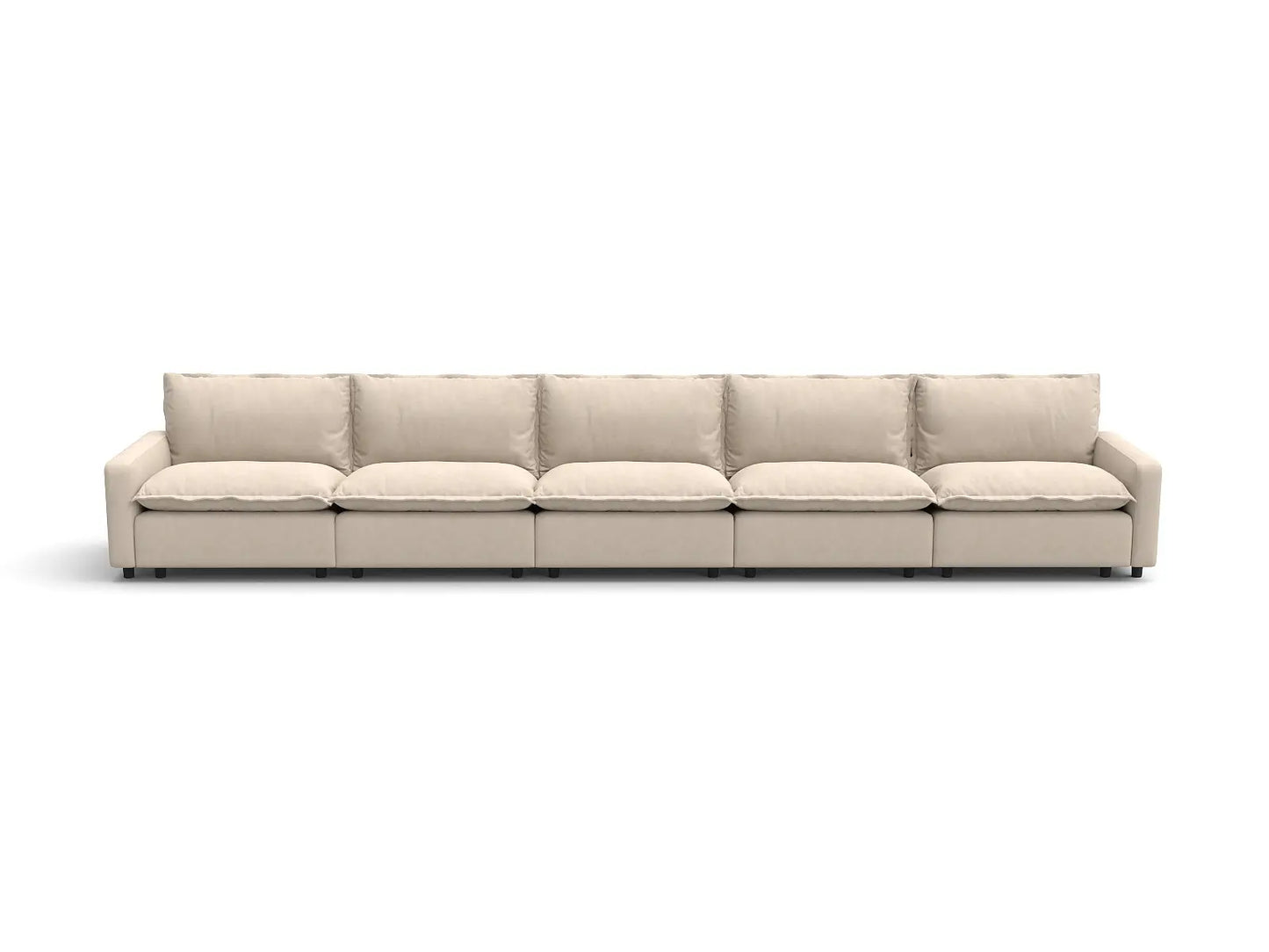 Modular Cero Modular Sectionals | 5-Piece Beige Linen Large Space Couch Sectionals 5-Seater