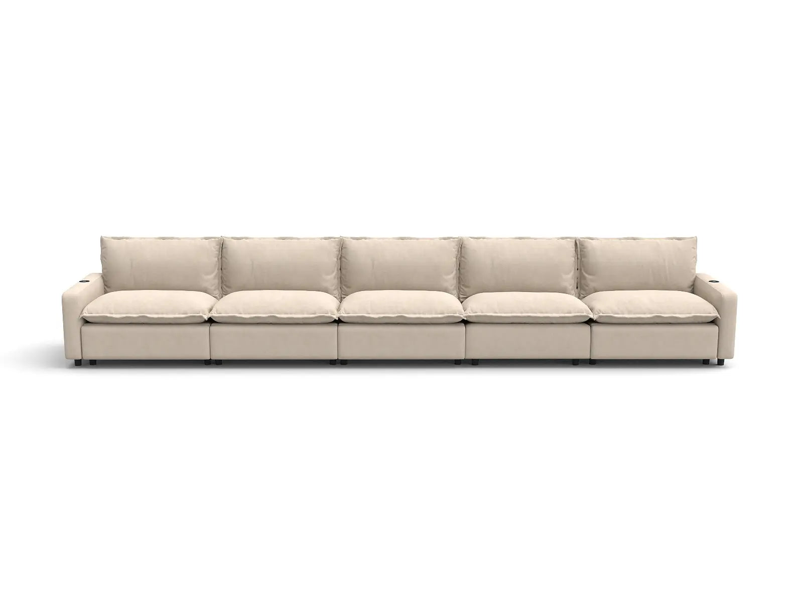 Modular Cero Reclining Sectional Couch | 5-Piece Beige Linen Large Space Couch Sectionals 5-Seater