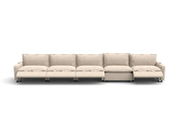 Modular Cero Reclining Sectionals | 5-Piece Beige Linen Large Space Couch Sectionals 5-Seater