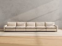 Modular Cero Reclining Sectionals | 5-Piece Beige Linen Large Space Couch Sectionals 5-Seater