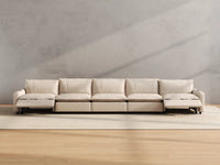 Modular Cero Reclining Sectionals | 5-Piece Beige Linen Large Space Couch Sectionals 5-Seater