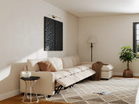 Modular Cero Reclining Sectionals | 5-Piece Beige Linen Large Space L-Shaped Sectionals 4-Seater with 1-Ottoman