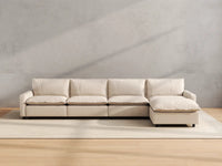 Modular Cero Modular Sectionals | 5-Piece Beige Linen Large Space L-Shaped Sectionals 4-Seater with 1-Ottoman