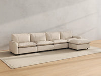 Modular Cero Modular Sectionals | 5-Piece Beige Linen Large Space L-Shaped Sectionals 4-Seater with 1-Ottoman